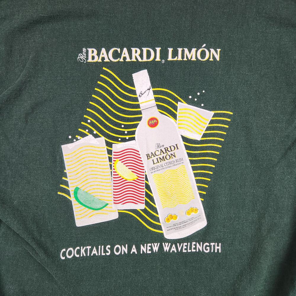 Vintage Bacardi Limon Shirt Mens XL Green Rum Graphic Bar Promo Cocktails Logo